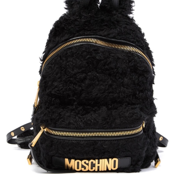 Moschino Handbags - MOSCHINO Mohair Blend Fuzzy Logo Backpack Bag
